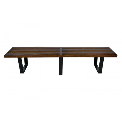 LeisureMod Mid-Century Inwood Platform Bench 6 Feet - Dark Walnut