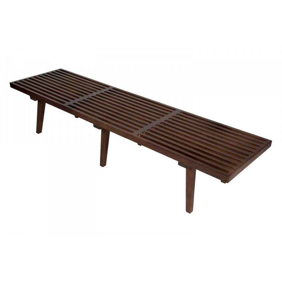 LeisureMod Mid-Century Inwood Platform Bench 6 Feet - Walnut