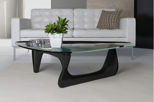 LeisureMod™ Imperial Modern Glass Top Triangle Coffee Table - Black