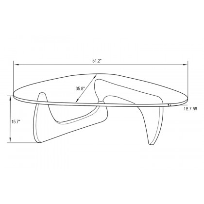 LeisureMod Imperial Modern Glass Top Triangle Coffee Table - Cherry