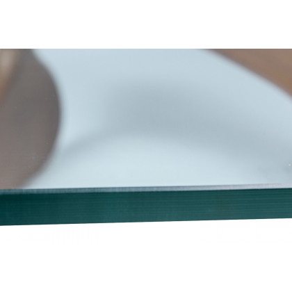 LeisureMod Imperial Modern Glass Top Triangle Coffee Table - Light Walnut