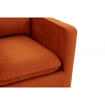 LeisureMod Nervo Modern Mid-Century Upholstered Velvet Accent Chair with Gold Base - Orange/Marmalade