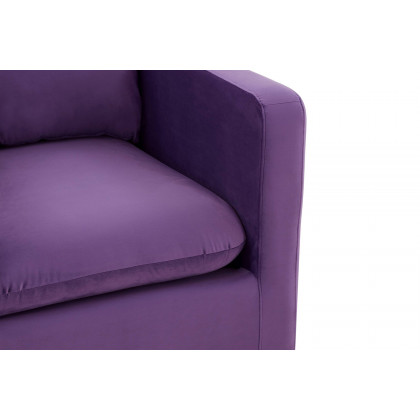 LeisureMod Nervo Modern Mid-Century Upholstered Velvet Accent Chair with Gold Base - Purple