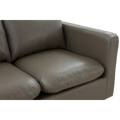 LeisureMod Nervo Modern Mid-Century Upholstered Leather Loveseat with Gold Base - Gray
