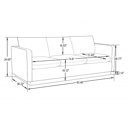 LeisureMod Nervo Modern Mid-Century Upholstered Velvet Sofa with Gold Base - Dark Gray