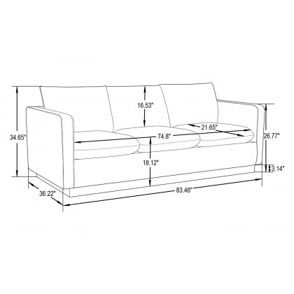 LeisureMod Nervo Modern Mid-Century Upholstered Leather Sofa with Gold Base - White