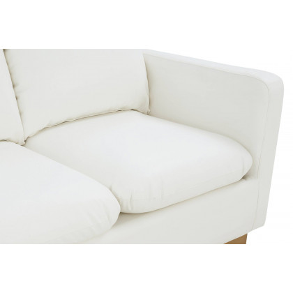 LeisureMod Nervo Modern Mid-Century Upholstered Leather Sofa with Gold Base - White