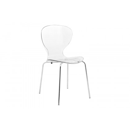 LeisureMod Oyster Modern Dining Side Chair - Clear