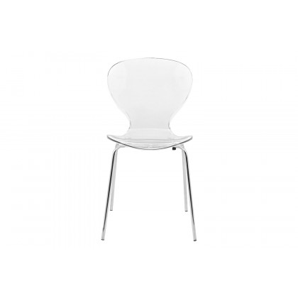 LeisureMod Oyster Modern Dining Side Chair - Clear