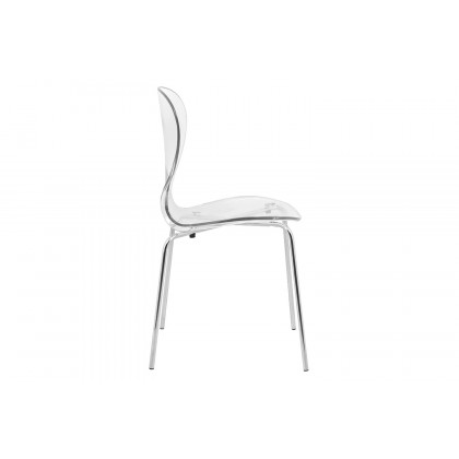 LeisureMod Oyster Modern Dining Side Chair - Clear