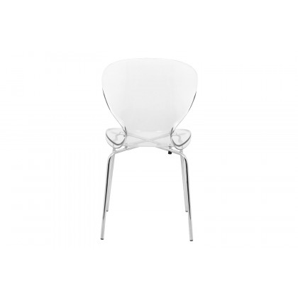 LeisureMod Oyster Modern Dining Side Chair - Clear