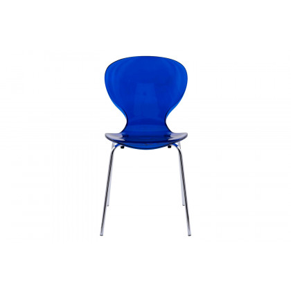 LeisureMod Oyster Modern Dining Side Chair - Blue