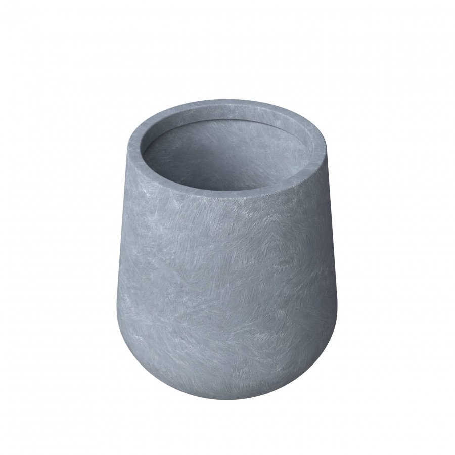 LeisureMod Orchid Modern 18" Tapered Round Planter Pot in Fiberstone and Clay - Aged Concrete