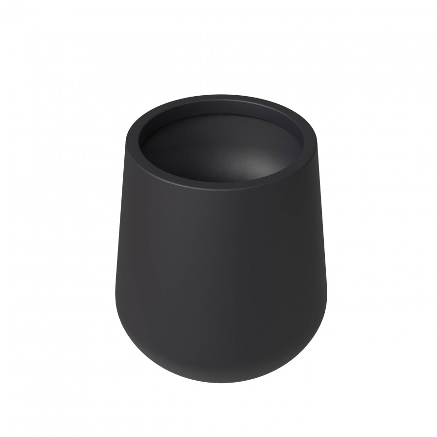 LeisureMod Orchid Modern 18" Tapered Round Planter Pot in Fiberstone and Clay - Black