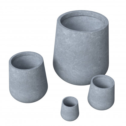LeisureMod - Orchid Modern Tapered Round Planters Pot in Fiberstone and Clay (Set of 4)