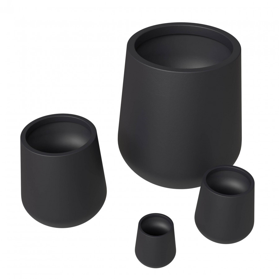 LeisureMod - Orchid Modern Tapered Round Planters Pot in Fiberstone and Clay (Set of 4)