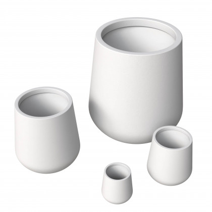 LeisureMod - Orchid Modern Tapered Round Planters Pot in Fiberstone and Clay (Set of 4)