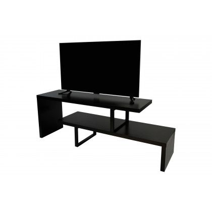 LeisureMod - Orford Mid-Century Modern TV Stand with MDF Shelves and Powder Coated Iron Legs