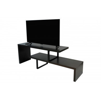 LeisureMod - Orford Mid-Century Modern TV Stand with MDF Shelves and Powder Coated Iron Legs