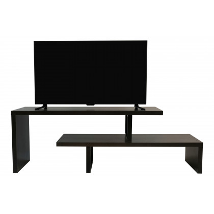 LeisureMod Orford Mid-Century Modern TV Stand with MDF Shelves and Powder Coated Iron Legs - Phantom Gray