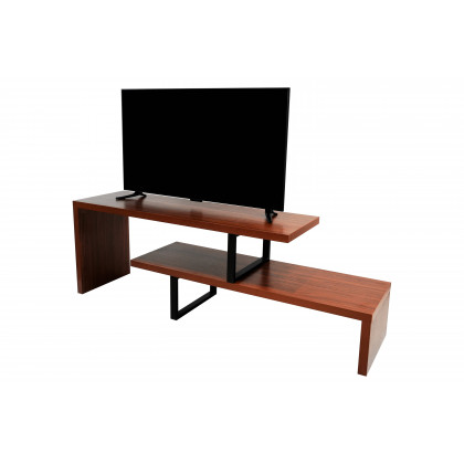 LeisureMod - Orford Mid-Century Modern TV Stand with MDF Shelves and Powder Coated Iron Legs
