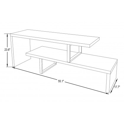 LeisureMod Orford Mid-Century Modern TV Stand with MDF Shelves and Powder Coated Iron Legs - White