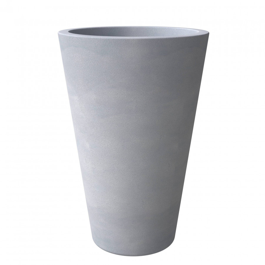 LeisureMod Pebble Modern 20" Tapered Round Planter Pot in Fiberstone and Clay - Gray