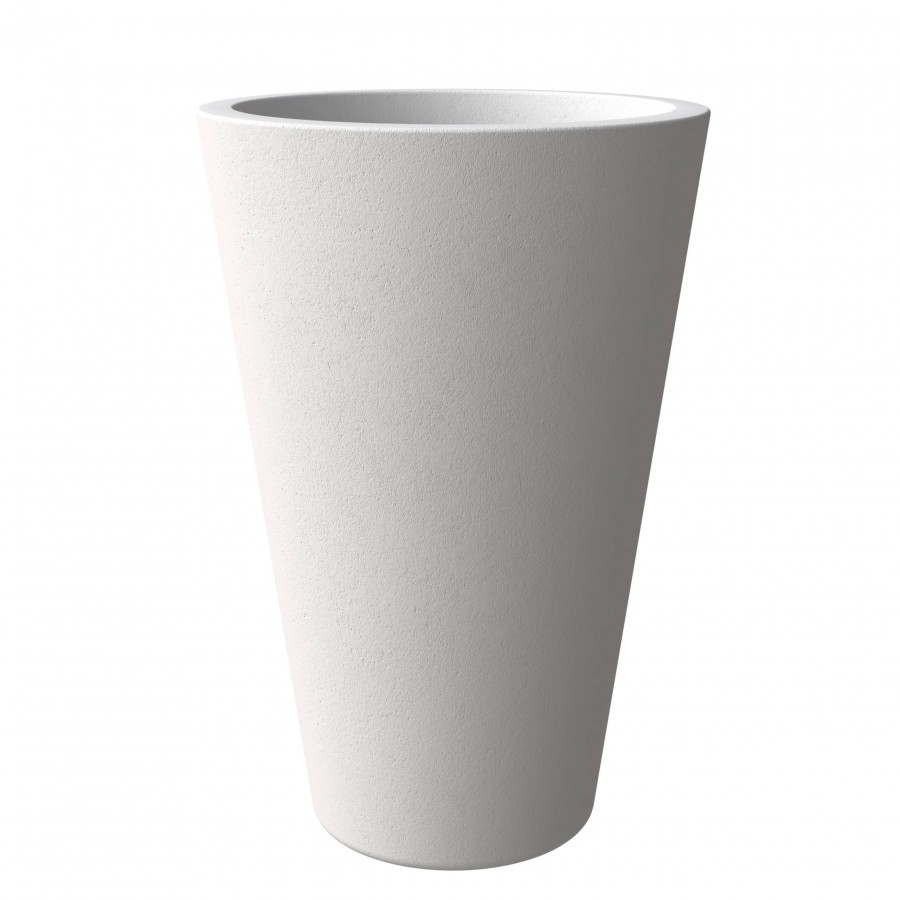 LeisureMod Pebble Modern 20" Tapered Round Planter Pot in Fiberstone and Clay - White