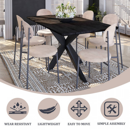 LeisureMod Euston Modern Velvet Dining Chair With Gray Steel Frame - Beige