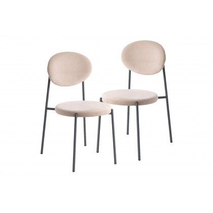 LeisureMod - Euston Modern Velvet Dining Chair With Gray Steel Frame (Set Of 2)
