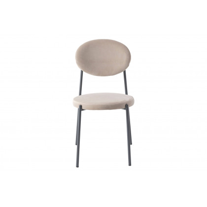 LeisureMod Euston Modern Velvet Dining Chair With Gray Steel Frame (Set Of 2) - Beige