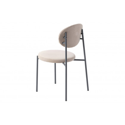 LeisureMod Euston Modern Velvet Dining Chair With Gray Steel Frame (Set Of 2) - Beige