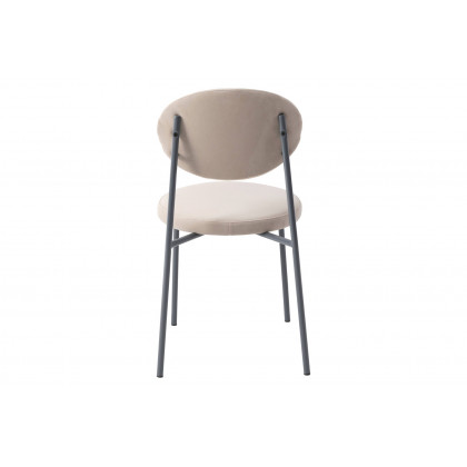 LeisureMod Euston Modern Velvet Dining Chair With Gray Steel Frame (Set Of 2) - Beige