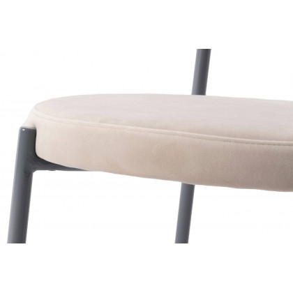 LeisureMod Euston Modern Velvet Dining Chair With Gray Steel Frame (Set Of 2) - Beige