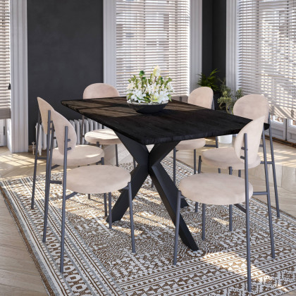 LeisureMod Euston Modern Velvet Dining Chair With Gray Steel Frame (Set Of 2) - Beige