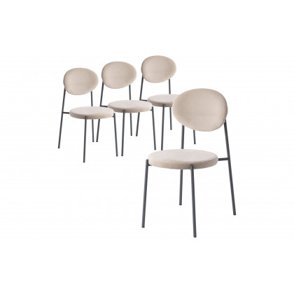LeisureMod - Euston Modern Velvet Dining Chair With Gray Steel Frame (Set Of 4)