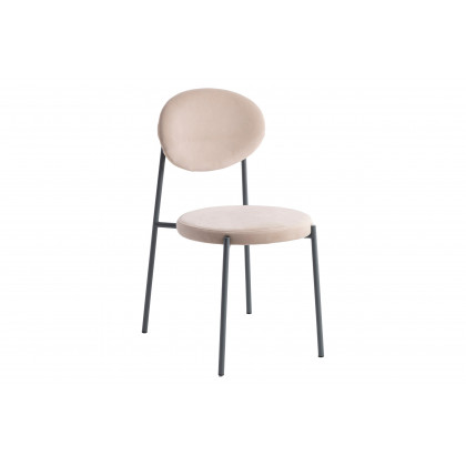 LeisureMod Euston Modern Velvet Dining Chair With Gray Steel Frame (Set Of 4) - Beige