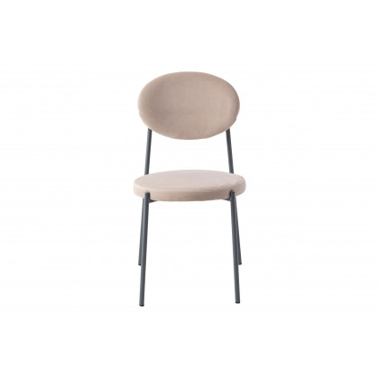 LeisureMod Euston Modern Velvet Dining Chair With Gray Steel Frame (Set Of 4) - Beige