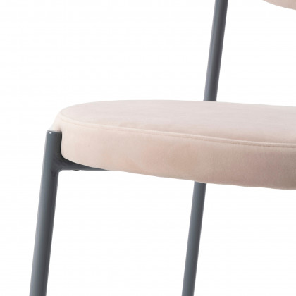LeisureMod Euston Modern Velvet Dining Chair With Gray Steel Frame (Set Of 4) - Beige