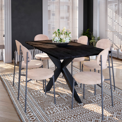 LeisureMod Euston Modern Velvet Dining Chair With Gray Steel Frame (Set Of 4) - Beige
