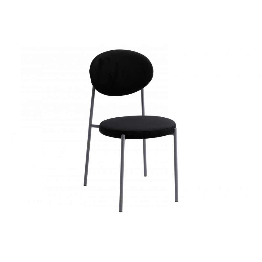 LeisureMod Euston Modern Velvet Dining Chair With Gray Steel Frame - Black