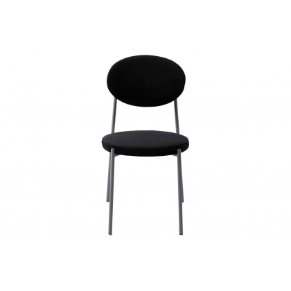 LeisureMod Euston Modern Velvet Dining Chair With Gray Steel Frame - Black