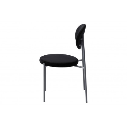 LeisureMod Euston Modern Velvet Dining Chair With Gray Steel Frame - Black