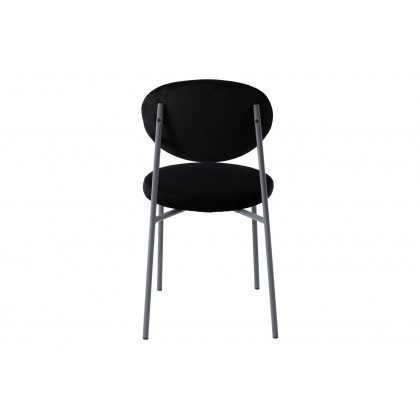 LeisureMod Euston Modern Velvet Dining Chair With Gray Steel Frame - Black