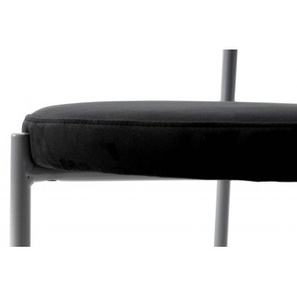 LeisureMod Euston Modern Velvet Dining Chair With Gray Steel Frame - Black