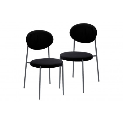 LeisureMod - Euston Modern Velvet Dining Chair With Gray Steel Frame (Set Of 2)