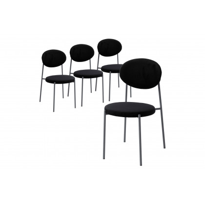LeisureMod - Euston Modern Velvet Dining Chair With Gray Steel Frame (Set Of 4)