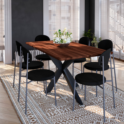 LeisureMod Euston Modern Velvet Dining Chair With Gray Steel Frame (Set Of 4) - Black