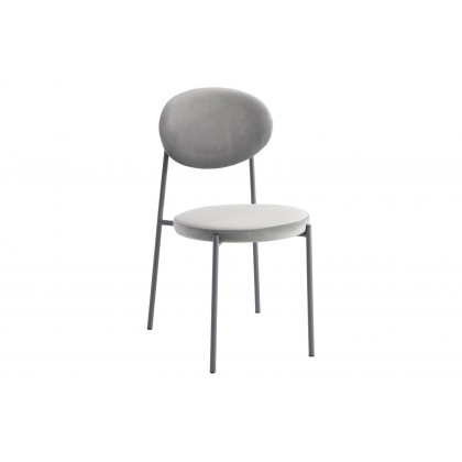 LeisureMod - Euston Modern Velvet Dining Chair With Gray Steel Frame