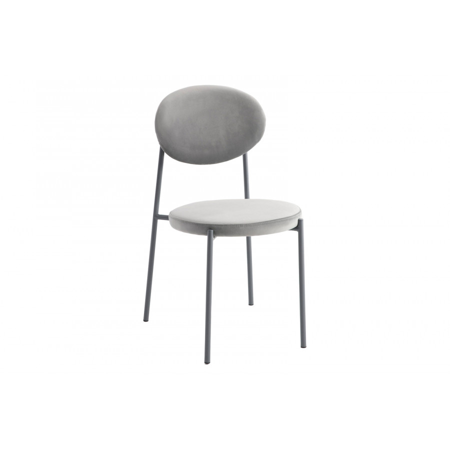 LeisureMod Euston Modern Velvet Dining Chair With Gray Steel Frame - Gray